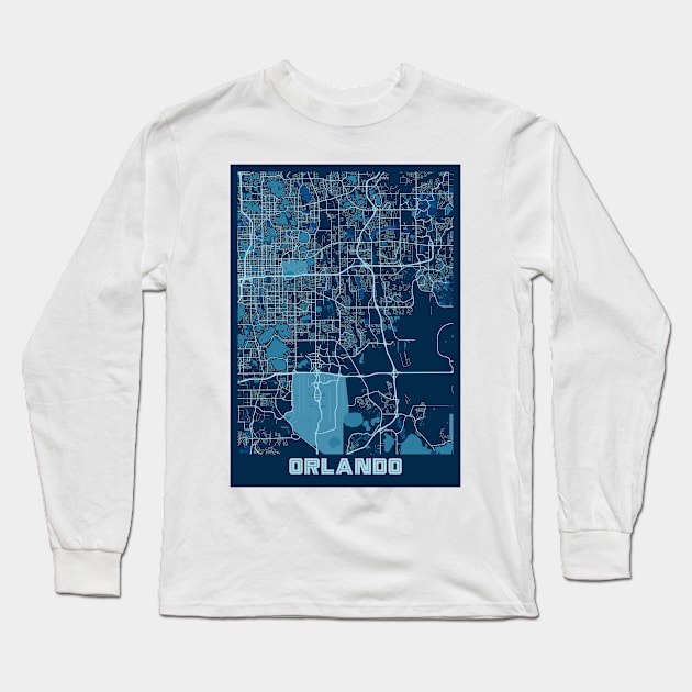 Orlando - United States Peace City Map Long Sleeve T-Shirt by tienstencil